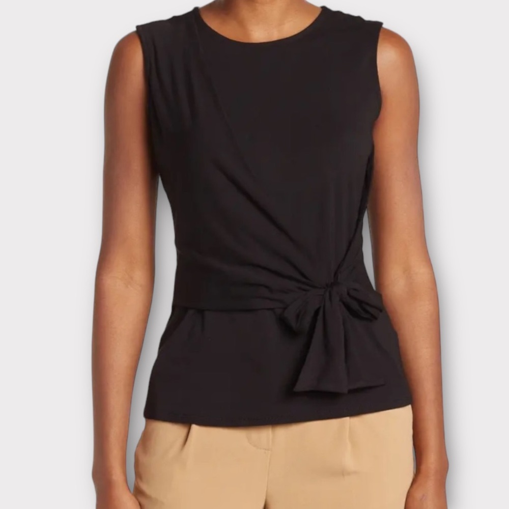 Catherine Malandrino Blouse Top Small Side Knot Faux Wrap Feminine NWT